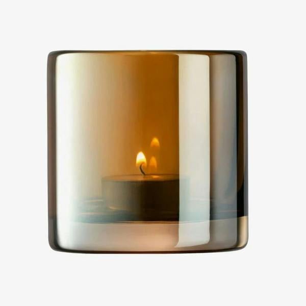 LSA Epoque Tealight Holder Height 8.5cm Ambre/Lustre Brown