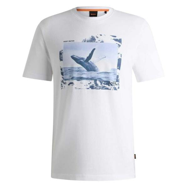 Boss Mens Whale Cotton T-Shirt - White - 