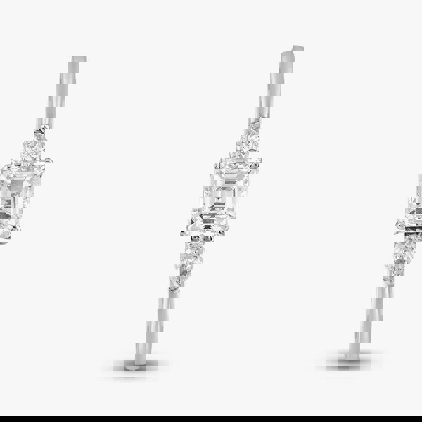 T. H. Baker Platinum 1.30ct Asscher & Pear Cut Diamond Three Stone Ring RN5586 PLT