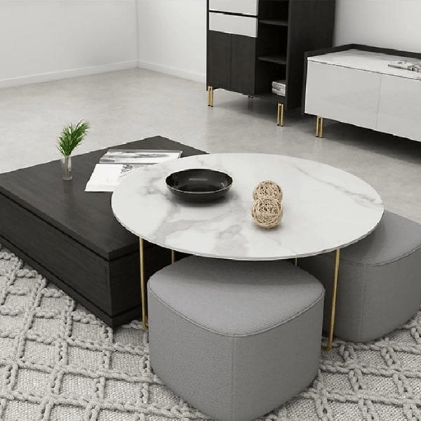 RS2 Nesting Coffee Table Set With Two Stools-Weilai Concept-Weilai Concept
