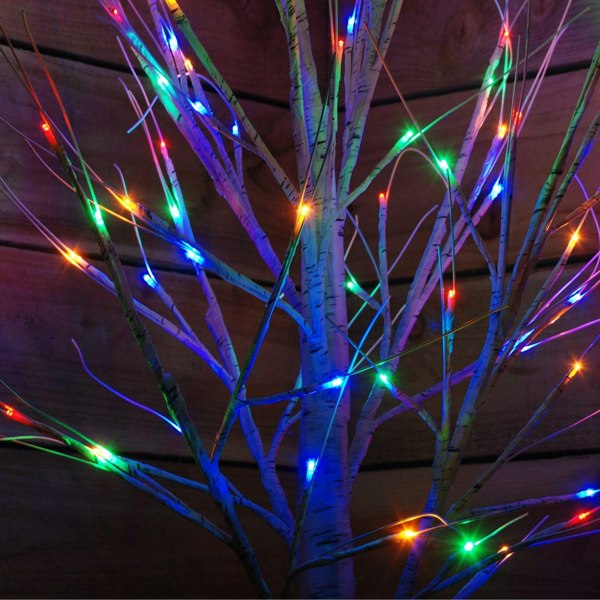 Samuel Alexander 2.4m Christmas Outdoor Birch Tree with 136 Multicoloured LEDs
