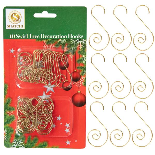 40Pcs Gold Swirl Tree Decoration Hooks for Christmas Ornaments and Festive Displays image 1
