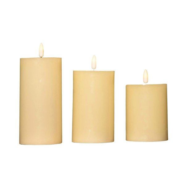 Samuel Alexander Set of 3 Cream Wax Melted Pool Effect Candles with Timer Function and Warm White LEDs