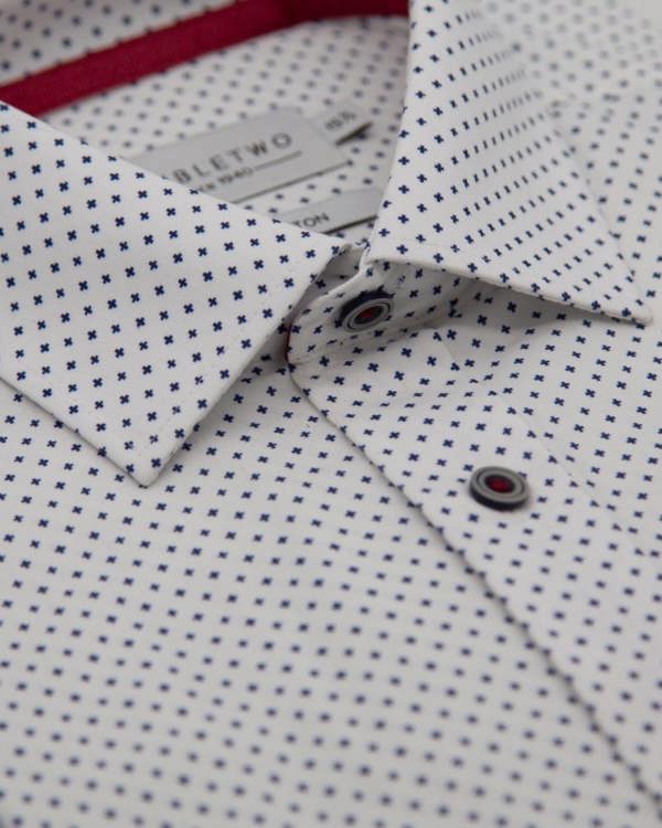 White Small Cross Print Cotton Shirt