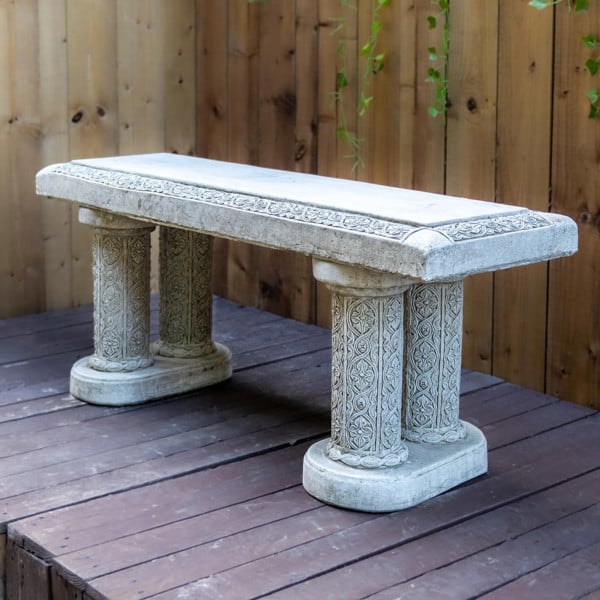 OSN Large Stone Ornate Garden Bench Seat