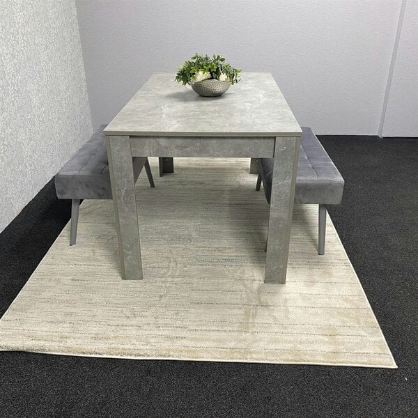 Kosy Koala Grey Wooden Dining Table Set and 2 Benches with Metal Legs � Dining Kitchen Room Furniture