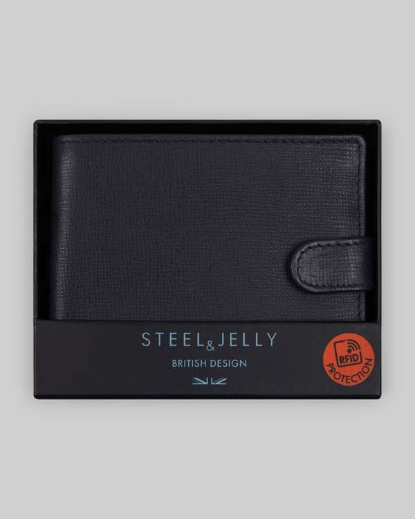 Steel & Jelly Leather Wallet With Popper Fastening