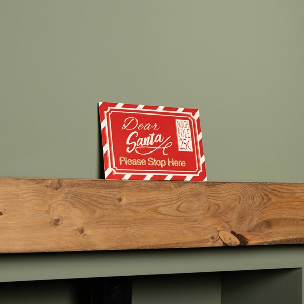 Samuel Alexander 29cm Red and White Dear Santa Stop Here Hanging Metal Sign Christmas Decoration