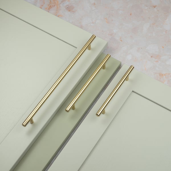 Handle & Home Satin Brass T-Bar Handles & Coordinating T-Bar Knob