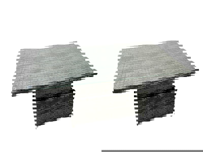 Fimous Poly Rattan Outdoor Patio Height Adjustable Rising Lifting Table Corner Sofa Set with 2 Big Stool,2 Chairs for Garden Backyard Dark Grey Mixed