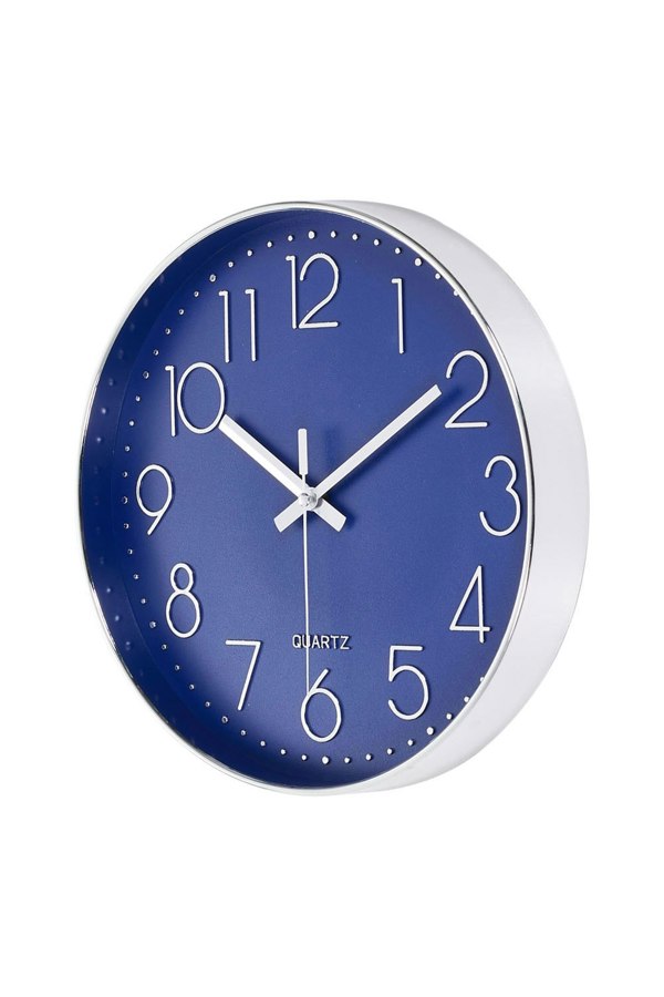 Living and Home 12 Blue Inch Non-Ticking Wall Clock