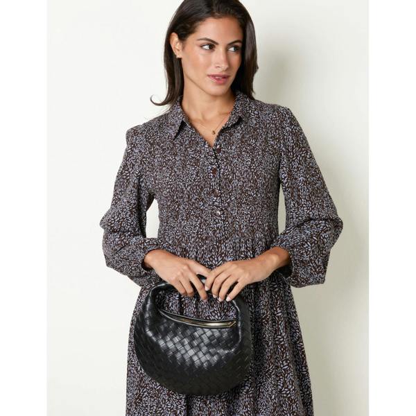 Blue Vanilla Long Sleeve Shirred Midi Dress