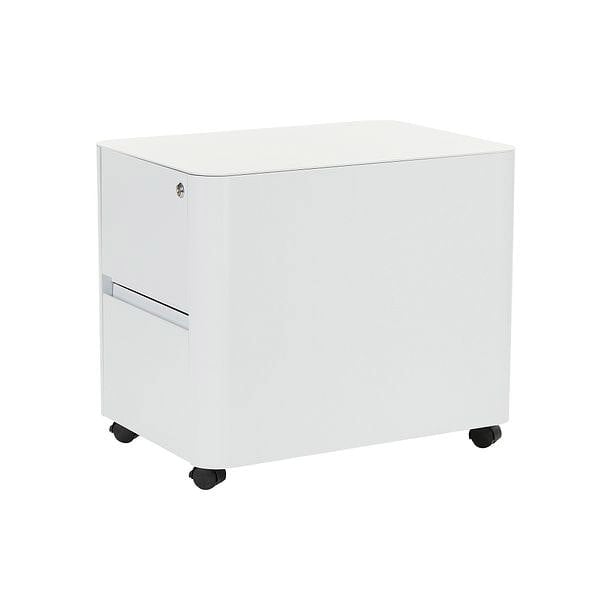 MMT Furniture Designs 2 Drawer Curved Metal Under Desk Mobile Pedestal Unit Filing Cabinet - Fully Assembled