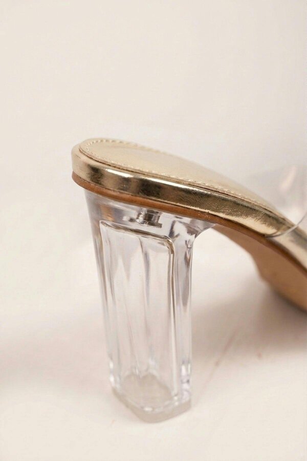 ikrush Edie Clear Strap High Block Heel Mules