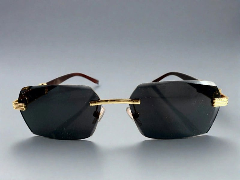 London - Black Rectangle Rimless Sunglasses