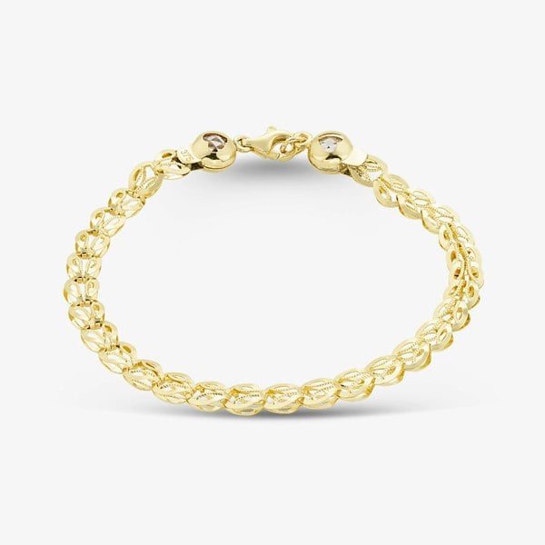 T. H. Baker 9ct Yellow Gold 7.5 Inch Small Stamped Shell Link Bracelet HSLB-520-9Y-7.5