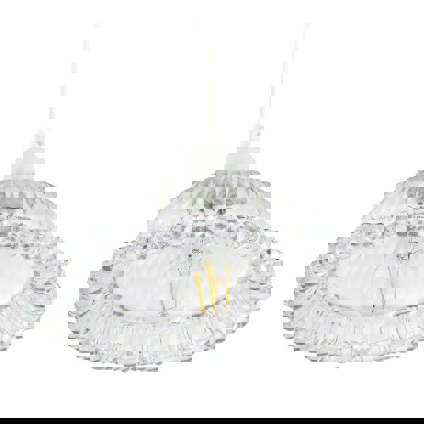 Designer Clear Line Ribbed Glass Pendant Lamp Shade with Moulded Edge Image 4