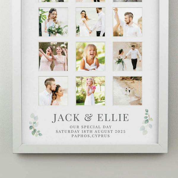 Personalised Wedding Multi Photo Frame - close-up detail