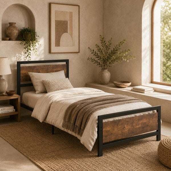 Wyld Haus Lemisa 3FT Single Metal Bed Frame with Headboard and Footboard
