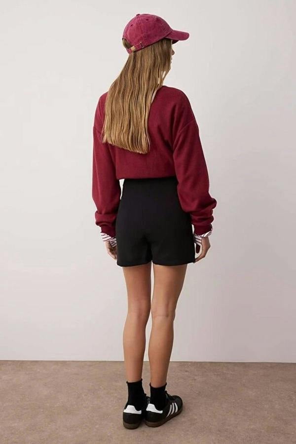 WOVCOR Woven Short Skirt with Tie and Eyelet Detail