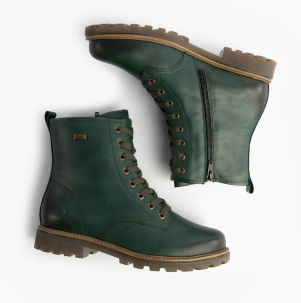 Remonte Womens Leather Ankle Zip Boots Green