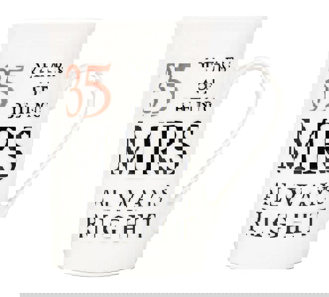 Ivory White 35th Anniversary Mr Right & Mrs Always Right Ceramic Mug Gift Set Image 3