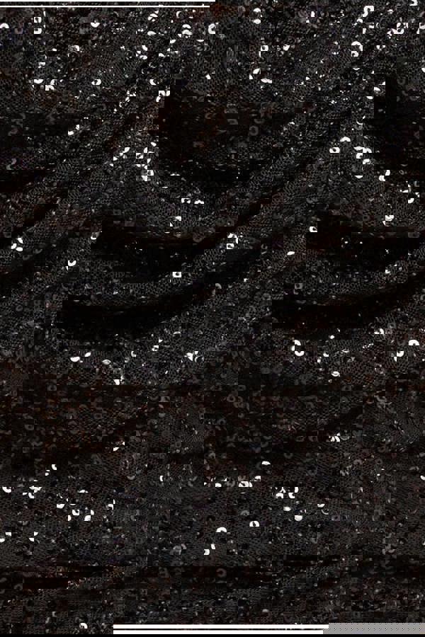 Sequin Cowl One Shoulder Maxi Dress - Black DR4020