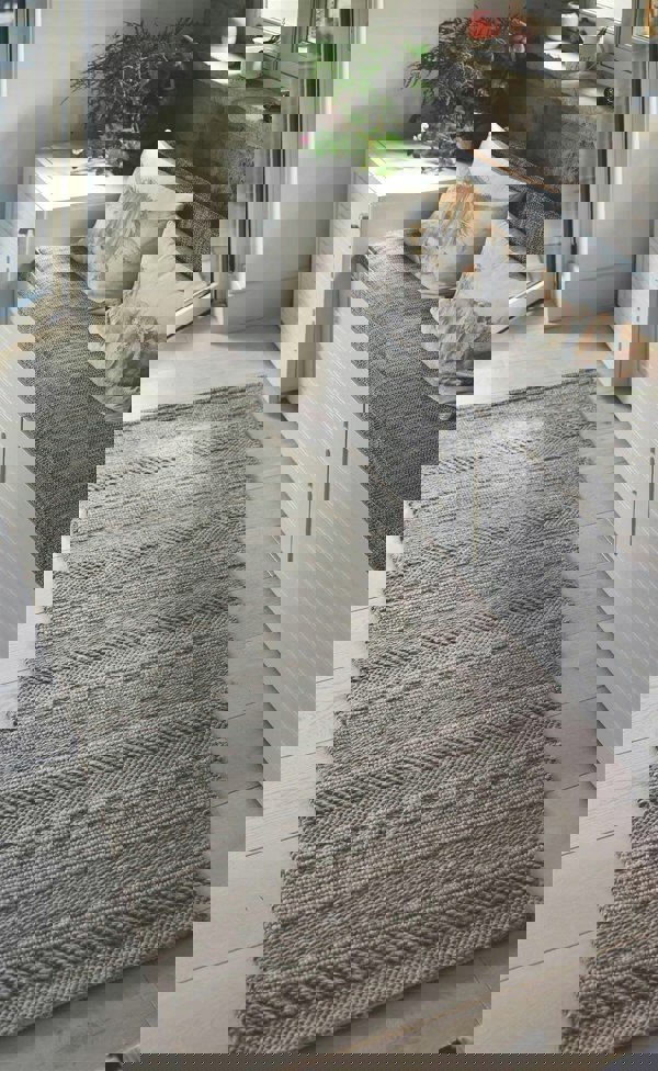 Chunky Natural Grey Knitted Rug | Handwoven Luxury |The Rugs