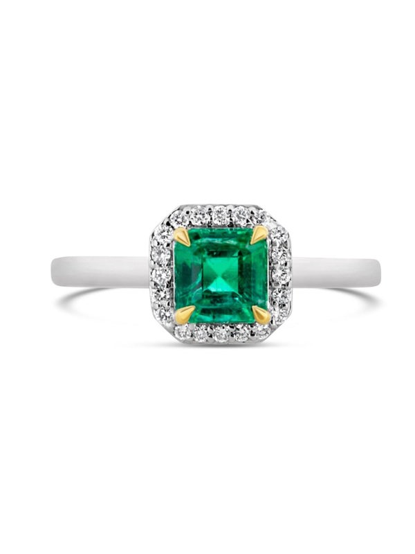 Gemdaia Emerald & Diamond Halo Ring