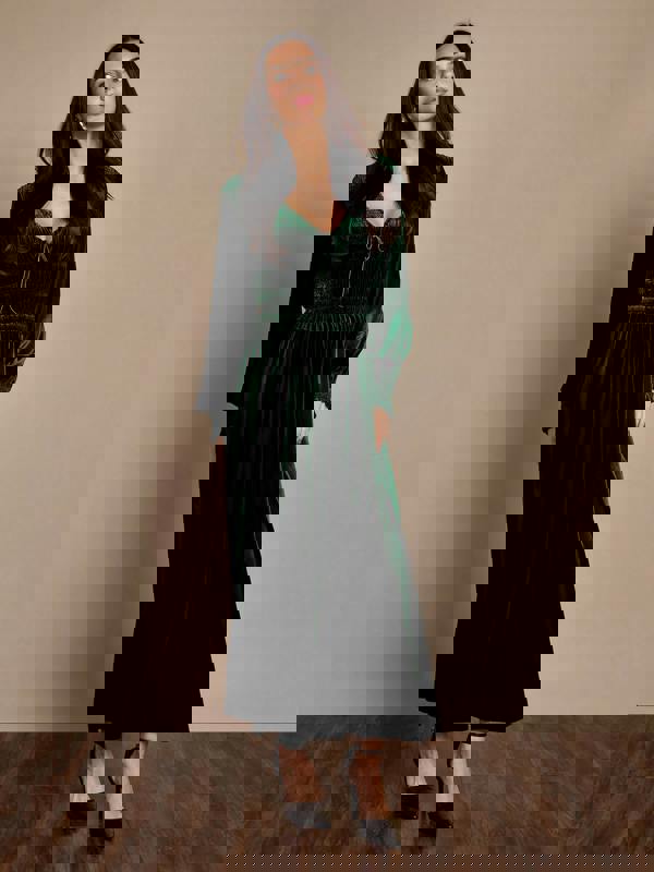 GWD Emerald Green Velvet Lydia Maxi Dress