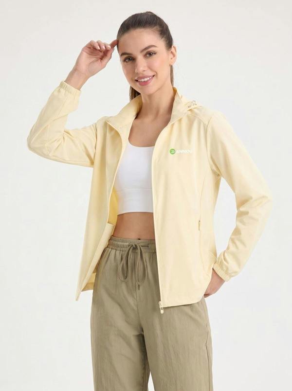 Anniou Hooded Athletic Jacket - light yellow