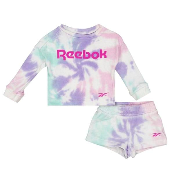 Reebok Baby Girls Tie Dye Sweatshirt and Shorts Set (Pack of 2) - Orchid Bloom - 