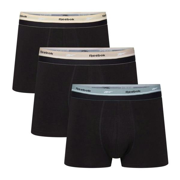 Reebok Mens Cotton Blend Boxer Shorts (Pack of 3) - Black - 