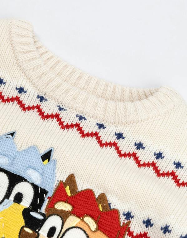 Bluey Unisex Kids Beige Character Christmas Jumper