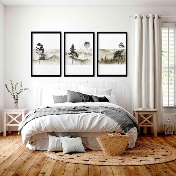 Art prints Scandinavian for bedroom | set of 3 wall art prints