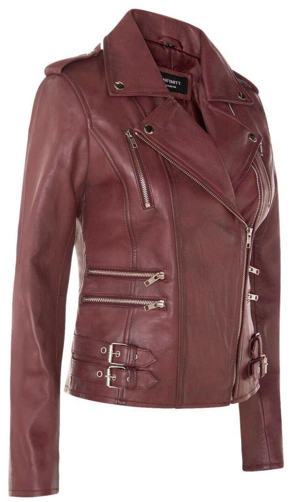Infinity Leather Womens Leather Brando Biker Jacket - Orlando