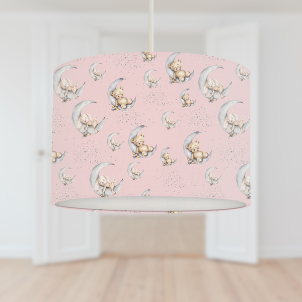 Big Little Bedrooms Bedtime for Bunny and Bear Lampshade, Pink