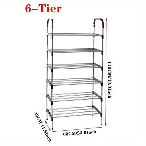Dyzi 6-Tier Metal Shoe Rack – Freestanding Heavy Duty Storage Shelf