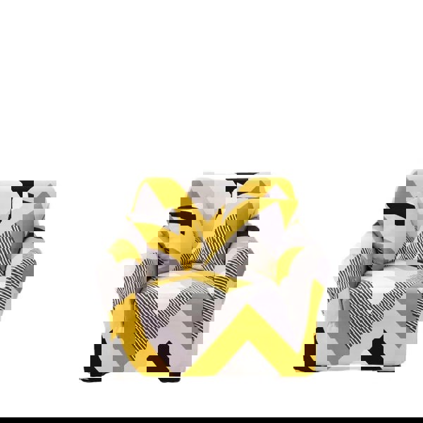 Anyhouz Anyseat 1 Seater Sofa Cover Yellow Wave Style and Protection For Living Room Sofa Chair Elastic Stretchable Slipcover