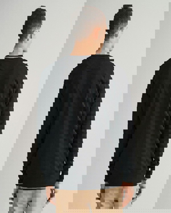 GANT Mens Regular Fit Shield Logo Crew Neck Sweatshirt - 5 Black