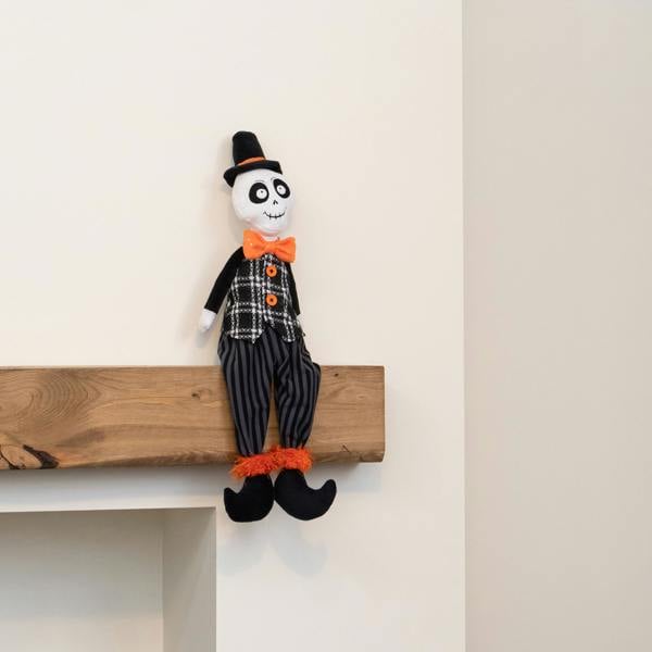 Samuel Alexander 60cm Mr Bones Seated Halloween Decoration with Dangly Legs