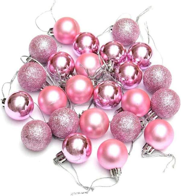 Pink Shatterproof Christmas Baubles 3cm Pack Sizes for Trees, Garlands and Seasonal Decorating image 1