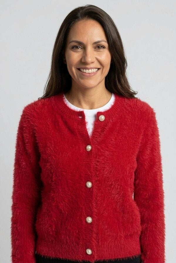 Izabel London Textured Pearl Button Detail Cardigan