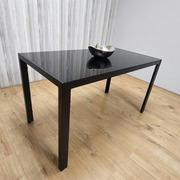 Kosy Koala Dining Table Black Glass Kitchen Place for 4 Seats, (H75 x L120 x W70 cm)