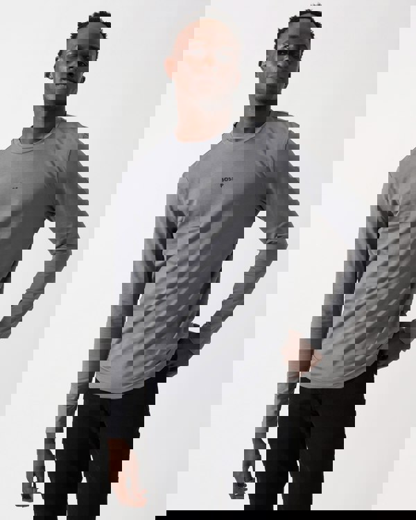 BOSS Orange Tchark Mens Long Sleeve Stretch Cotton T-Shirt - Open Grey 062