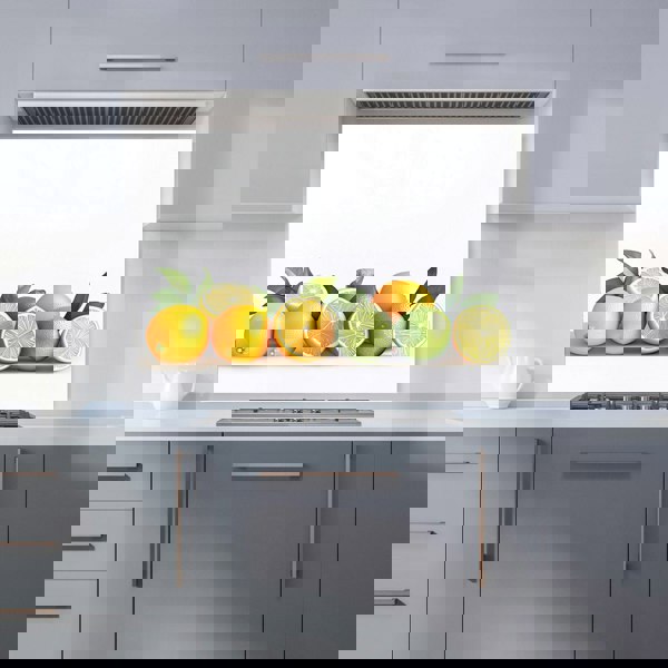 Warren Reed - Designer Citrus Parade on White Kitchen Splashback