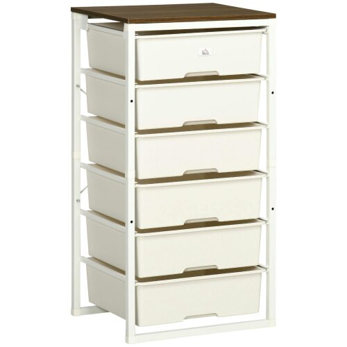 Wyld Haus Kedina Metal And Wood White Tall 6 Drawer Storage Chest With Steel Frame