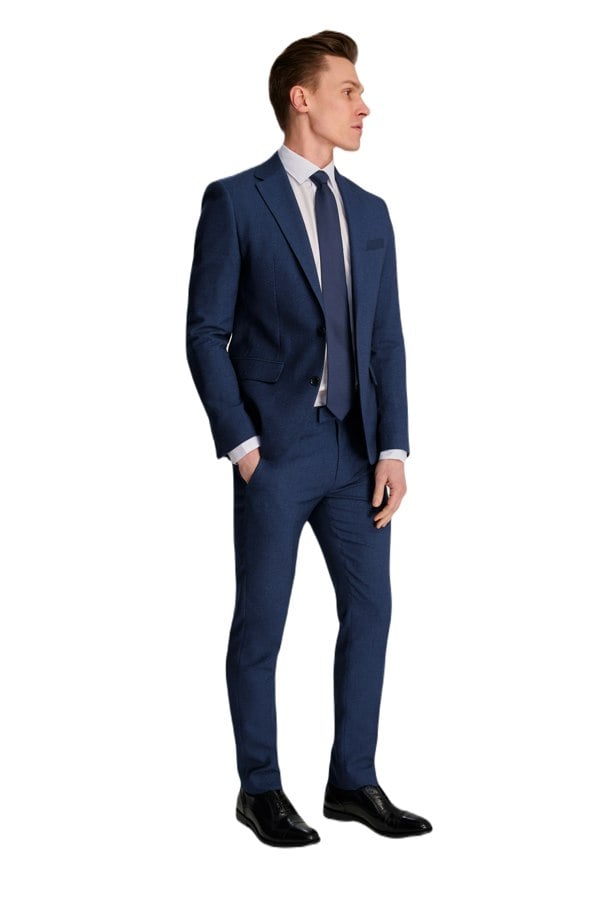 Harry Brown London Archie Melange Slim Fit Suit Jacket in Blue