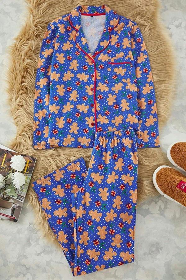 WOVCOR 2-Piece 100% Cotton Christmas Themed Knit Pajama Set