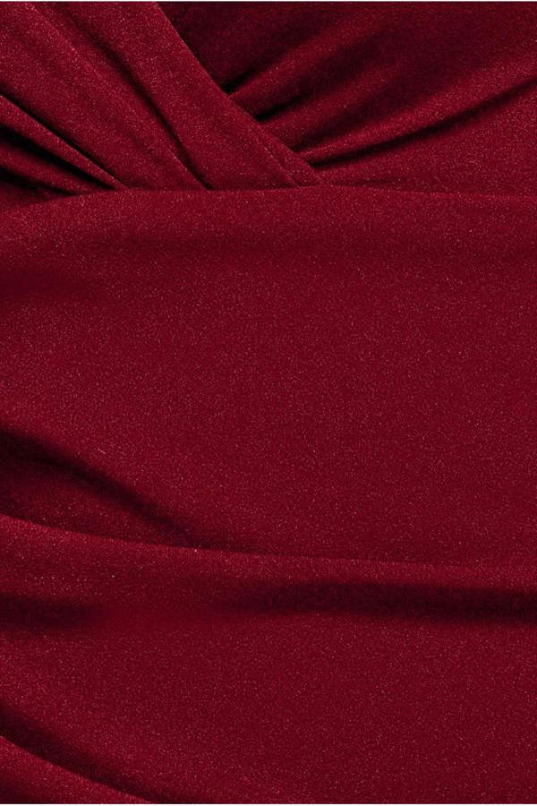 Scuba Crepe Wrap Bardot Jumpsuit - Wine TR113